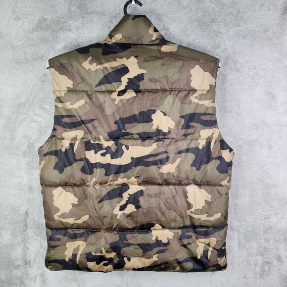 Mens Old Navy Camouflage Puffer Vest Jacket 100% Polyester Insulated Outerwear L - Picture 8 of 10